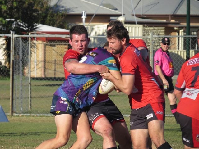 Byron’s Chris ‘Jawbone’ Coleman and captain Ryan ‘the Crab’ O’Connell bring down a Bomber at Evans Head.