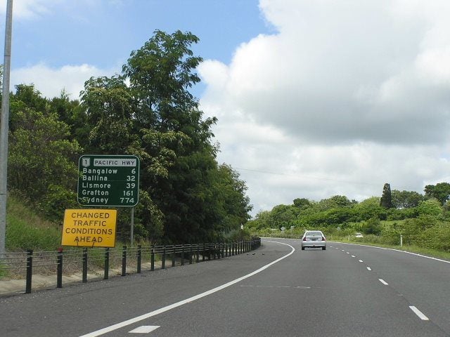 The old sign before the Pacific Highway upgrade pointed to Lismore and Bangalow. Now there is no sign, except for a small yellow sign pointing to Lismore and Woodburn. (supplied)
