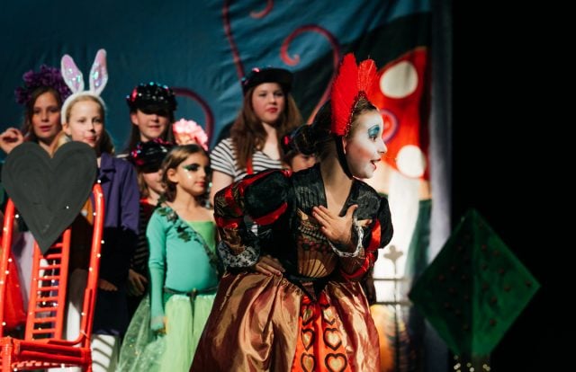 Queen of Hearts (Tobhiyah Louis) at Bangalow Public’s Alice in Wonderland musical production. Photo Kate Holmes