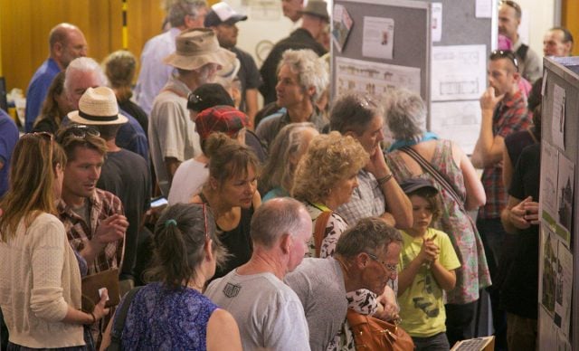 Hungry for knowledge: crowds pack out the 2016 Sustainable House Expo at Mullumbimby Civic Centre. Photo contributed