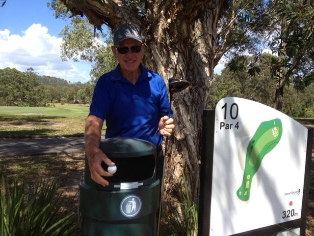 Bill Nichols at the bin where he scored his 'hole-in-one'. 