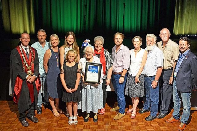 Lismore's 2017 Australia Day winners flanked by mayor Isaac Smith and Australia Day Ambassador chef David Bitton. (supplied)