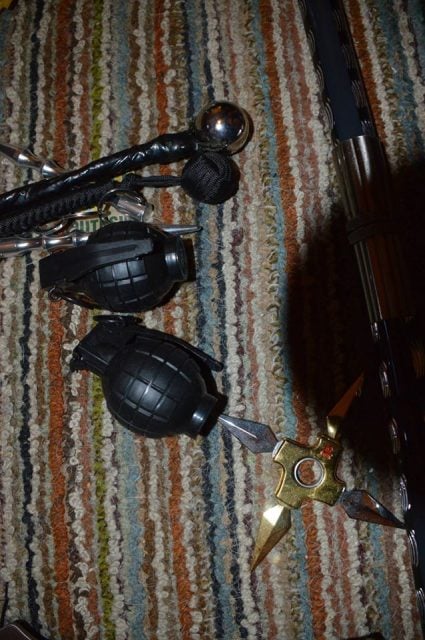 Items that appear to be grenades were among the items seized. (supplied)