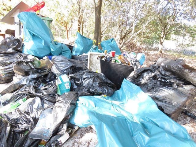 Rubbish left behind from an illegal party at Cosy Corner in Byron Bay. (pic NPWS)