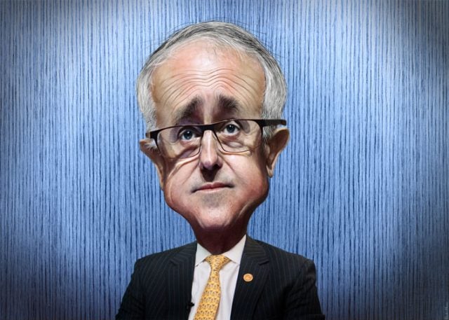 Caricature of Malcolm Turnbull by DonkeyHotey – flickr.com/photos/donkeyhotey – adapted from a Creative Commons licensed photo by Veni Markovski available via Wikimedia. The body was adapted from a Creative Commons licensed photo from ITU Pictures's Flickr photostream.