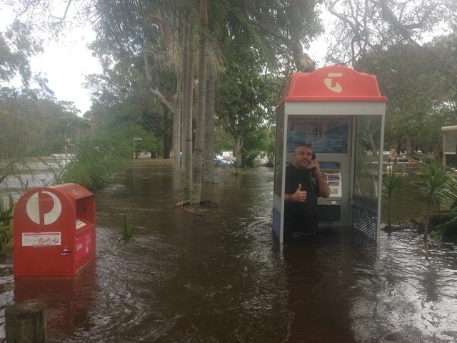 Water running high in New Brighton but apparently not high enough to receive disaster relief. Photo Jamie Stanbury.