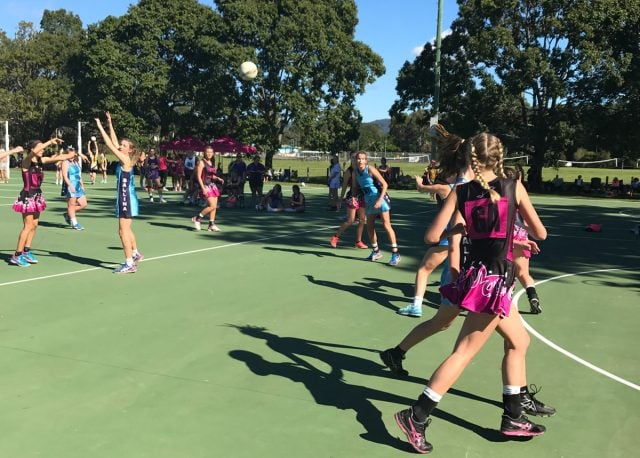 Ballina take on Brunswick Byron (purple) in the the U/17s in one of the weekend’s 120 games. Photo supplied