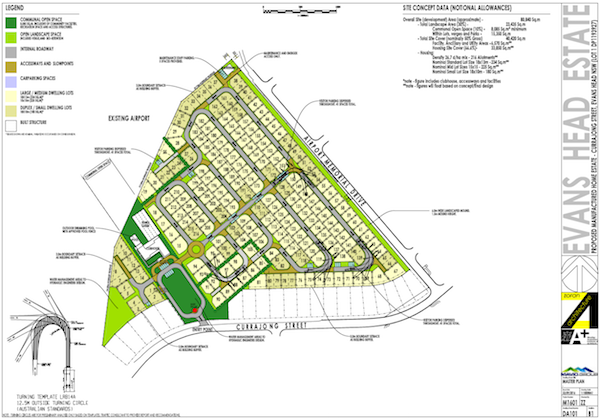 The proposed development near the airport at Evans Head. 