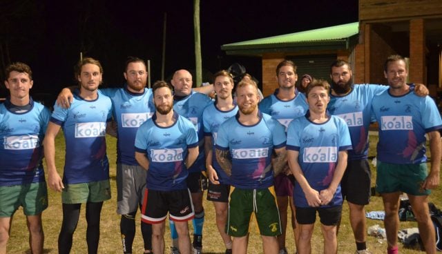 The Moonshiners model their limited edition charity jerseys that will be auctioned after the game. Photo supplied