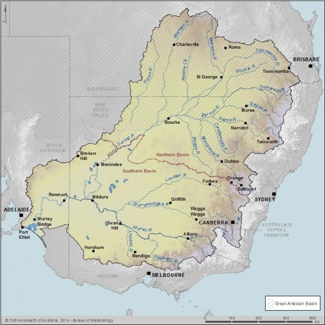 The Murray-Darling Basin. Image: Department of the Environment and Geoscience Australia.