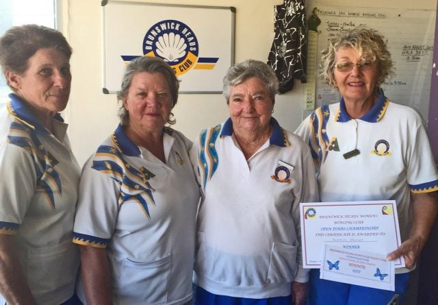 Women’s Fours champions (L to R): Judy Wright, Jenny Meinel, Marcia Crichton and Bev Gawned. Photo supplied