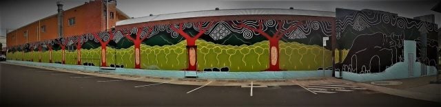 The new mural at the Lismore Regional Gallery.