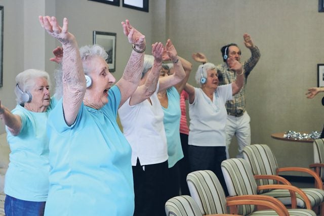 With agitation and frustration being common among dementia suffers, after a silent disco session patients feel far more settled and behavioural issues are observed to be reduced for the rest of the day. Photo supplied