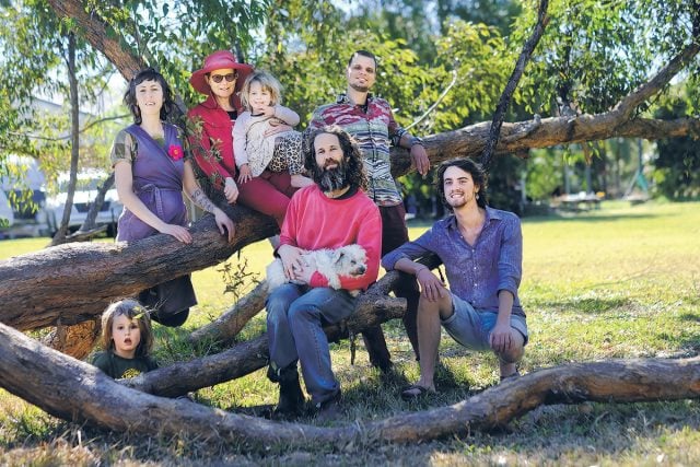 Some of the crew who are organising an open community learning centre on Main Arm Road. Photo Jeff Dawson