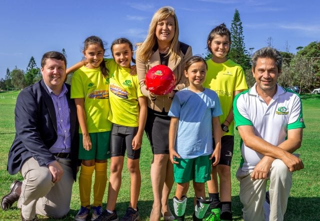 MP Justine Elliot with representative of the Kingscliff District Football Club. Photo supplied. 