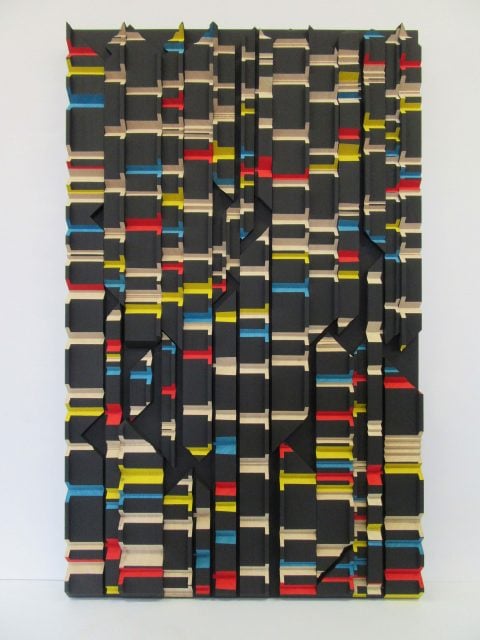 Frank Murri, The Prime Ingredient in a Big Piece of Pi (π) - Panel # 43 (12,288 - 12,586 digits) 2017, timber, acrylic and ink on board, 94x58cm, ©Frank Murri, 2017.