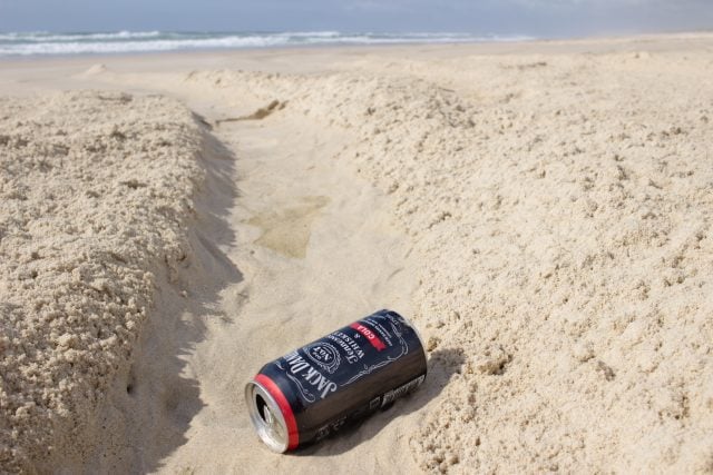 can on beach