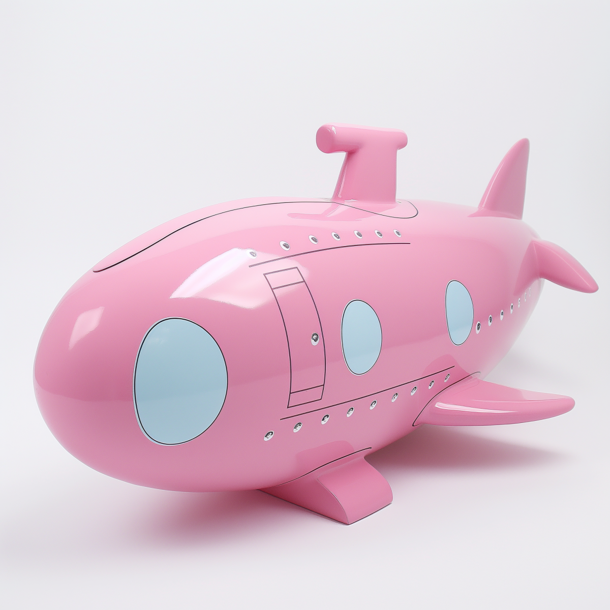A submarine piggybank with one or two design issues.